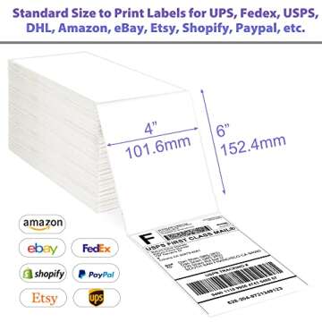 LotFancy 4x6 Direct Thermal Shipping Labels, 1000 Thermal Labels Fanfold with Perforated and Strong ...