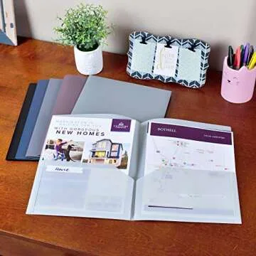 Youngever 12 Pack Durable Plastic Pocket Folders - Urban Colors