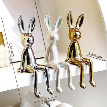 Jubiluxor 3-Piece Rabbit Decor Sculptures - Home, Office, Living Room, Bedroom - Accents, Decoration...