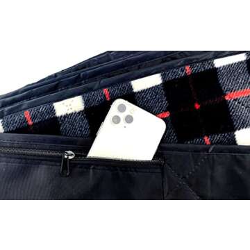 DOWN UNDER OUTDOORS Large Waterproof Windproof Extra Thick 350 GSM Quilted Fleece Stadium Blanket, M...