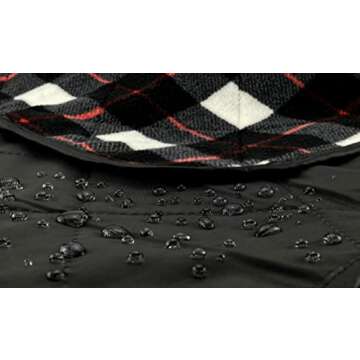 DOWN UNDER OUTDOORS Large Waterproof Windproof Extra Thick 350 GSM Quilted Fleece Stadium Blanket, Machine Washable Camping Picnic & Outdoor, Beach, Baseball,Dog, 82 x 55 (Black & White Check)