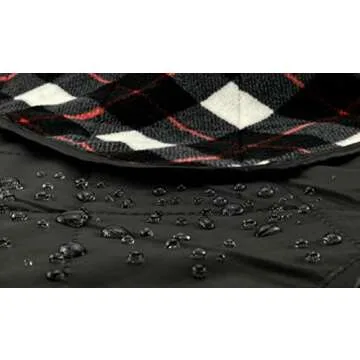 DOWN UNDER OUTDOORS Large Waterproof Windproof Extra Thick 350 GSM Quilted Fleece Stadium Blanket, Machine Washable Camping Picnic & Outdoor, Beach, Baseball,Dog, 82 x 55 (Black & White Check)