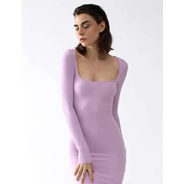 PUMIEY Long Sleeve Dress for Women Maxi Dress Sexy Bodycon Dresses for Women Wedding Guest Dresses Periwinkle Small