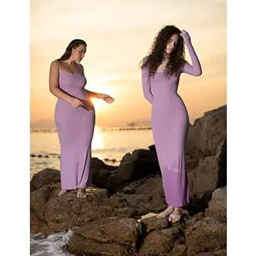 PUMIEY Long Sleeve Dress for Women Maxi Dress Sexy Bodycon Dresses for Women Wedding Guest Dresses Periwinkle Small