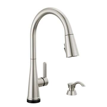 Delta 19826TZ-SPSD-DST Greydon Touch2O Single Handle Pull Down Sprayer Kitchen Faucet with ShieldSpray Technology in SpotShield Stainless Steel (Soap Dispenser and Deck Plate Included)