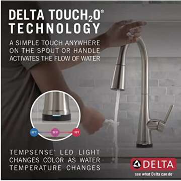 Delta 19826TZ-SPSD-DST Greydon Touch2O Single Handle Pull Down Sprayer Kitchen Faucet with ShieldSpray Technology in SpotShield Stainless Steel (Soap Dispenser and Deck Plate Included)