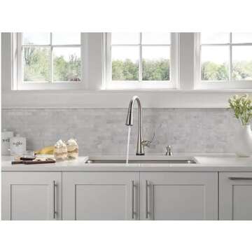Delta 19826TZ-SPSD-DST Greydon Touch2O Single Handle Pull Down Sprayer Kitchen Faucet with ShieldSpray Technology in SpotShield Stainless Steel (Soap Dispenser and Deck Plate Included)