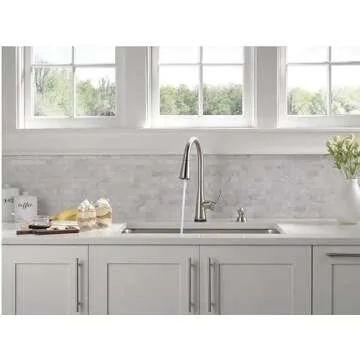 Delta 19826TZ-SPSD-DST Greydon Touch2O Single Handle Pull Down Sprayer Kitchen Faucet with ShieldSpray Technology in SpotShield Stainless Steel (Soap Dispenser and Deck Plate Included)
