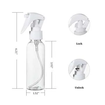 Travel Size Spray Bottle, 3.4oz/100ml Plastic Fine Mist Spray Bottle Set, Refillable Liquid Containers, 3pcs Clear Trigger Sprayer with Funnel and Labels for Styling Kitchen Home Office Cleaning