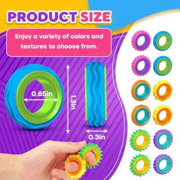 Fidget Toys Sensory Rings for Kids: 12 Pack Finger Spinner Rings - Texture Stress Toys for Kids Autism Calming - Fun Fidgets for Student Classroom Prize Stocking Stuffers