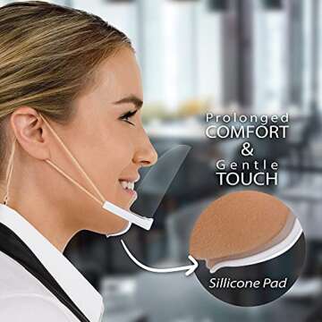 SHIELDOFGLORY Clear Mask Face Shield Reusable 1 Set 4 Replacement Clear Face mask Shield (2 Cover Nose, 2 Mouth Shield) - Food Handlers Anti-Fog Transparent Mask, Made In KOREA