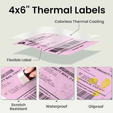 Phomemo 4X6'' Thermal Shipping Labels -Fan-Fold Labels-for Shipping Labels, Address, Mail, Product L...