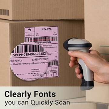 Phomemo 4X6'' Thermal Shipping Labels -Fan-Fold Labels-for Shipping Labels, Address, Mail, Product Logo Labels, 500pcs,Pink