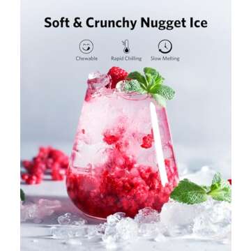Kndko Nugget Ice Maker Countertop, Portable Crushed Pebble Ice Machine, Self Cleaning Ice Makers with One-Click Operation, Soft Chewable Ice in 6 Mins, 35Lbs/24H with Ice Scoop for Home Bar Camping RV