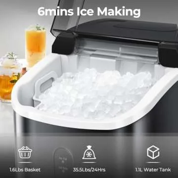 Kndko Nugget Ice Maker Countertop, Portable Crushed Pebble Ice Machine, Self Cleaning Ice Makers with One-Click Operation, Soft Chewable Ice in 6 Mins, 35Lbs/24H with Ice Scoop for Home Bar Camping RV