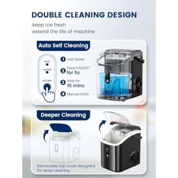 Kndko Nugget Ice Maker Countertop, Portable Crushed Pebble Ice Machine, Self Cleaning Ice Makers with One-Click Operation, Soft Chewable Ice in 6 Mins, 35Lbs/24H with Ice Scoop for Home Bar Camping RV