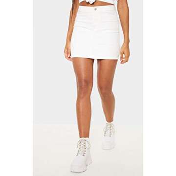 Deslimale Jean Skirts for Women's Casual Washed Frayed Stretch Denim Mini Skirt (US 4-6)