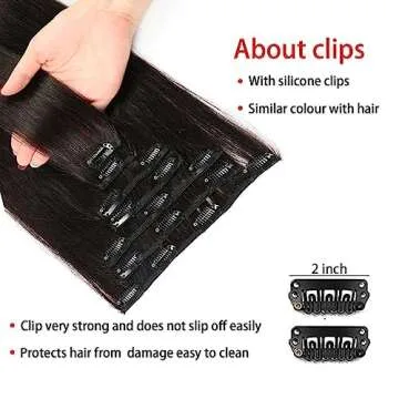 Clip in Hair Extensions Real Human Hair Straight 16 Inch 7pcs 120g Clip ins Hair Extensions Brazilian Remy Human Hair 16 Clips Double Weft Human Hair For Women (16 Inch, 1B Natural Black)