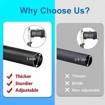 Byondeth Curtain Rods for Windows 16 to 48 or 60 Inches Max Adjustable Length 1 Inch Diameter Window Curtain Rod with Aluminium Finials, Black