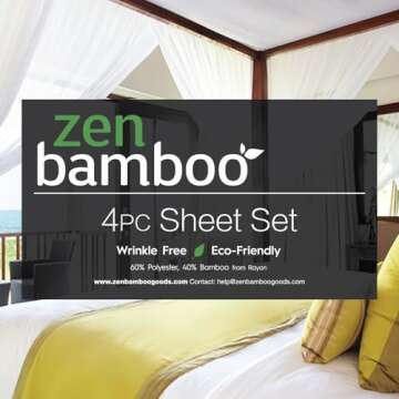 Zen Bamboo Luxury 1500 Series Bed Sheets - King Size