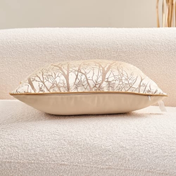 Avigers 12 x 20 Inch Rectangle Beige Gold Abstract Striped Embroidery Cushion Case Luxury Modern Throw Pillow Cover Decorative Pillow for Couch Living Room Bedroom Car