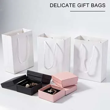 Sdootjewelry White Gift Bags - 50 Pcs Eco-Friendly Kraft Bags