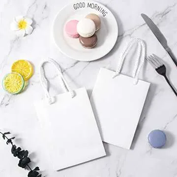 Sdootjewelry White Gift Bags - 50 Pcs Eco-Friendly Kraft Bags