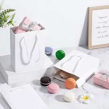 Sdootjewelry White Gift Bags - 50 Pcs Eco-Friendly Kraft Bags