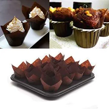 High-Quality Tulip Cupcake Liners, 200 Eco-Friendly Pieces