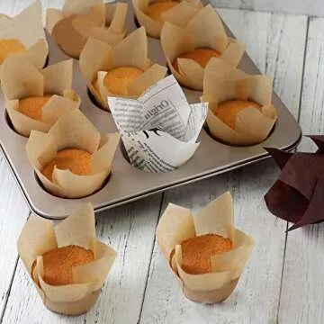 High-Quality Tulip Cupcake Liners, 200 Eco-Friendly Pieces