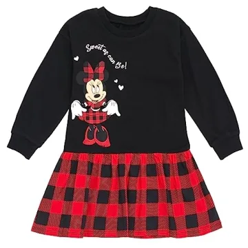 Disney Minnie Mouse Little Girls Fleece Skater Dress Black 6