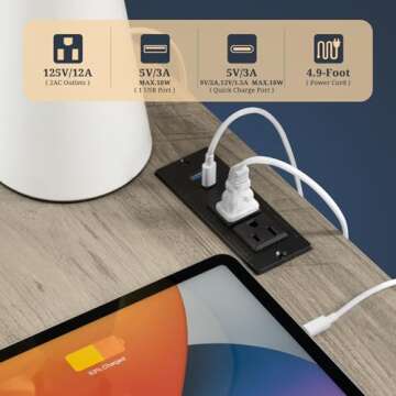 OAKHAM HOME Oxford 2 Drawer Nightstand, End Table with Charging Station, Night Stand with Fluted Panel, Bed Side Table Set of 2 (Grey Oak)