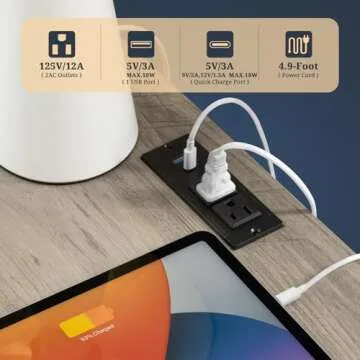 OAKHAM HOME Oxford 2 Drawer Nightstand, End Table with Charging Station, Night Stand with Fluted Panel, Bed Side Table Set of 2 (Grey Oak)