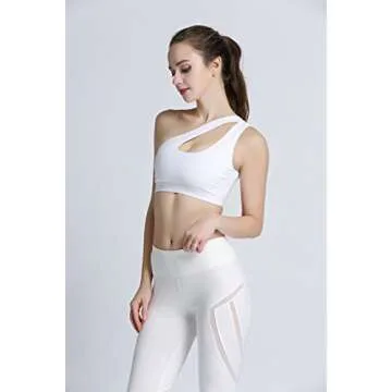 Bakerdani Women's One Shoulder Sports Bra Sexy Cute Yoga Running Bras