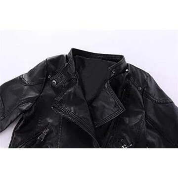 Mud Kingdom Little Girls Leather Jacket Collar Motorcycle Outerwear Pink 5T