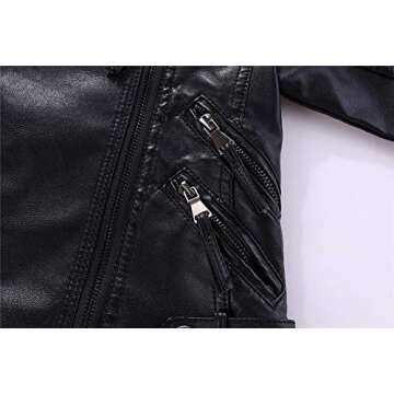 Mud Kingdom Little Girls Leather Jacket Collar Motorcycle Outerwear Pink 5T