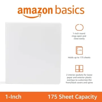 Amazon Basics 3-Ring Binder - Durable and Stylish White 1 Pack