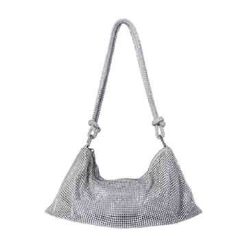 Rhinestone Hobo Bags for Womens Chic Sparkly Crystal Evening Handbag Shiny Purse Shoulder Bags for T...