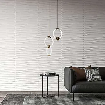 Art3d Plastic 3D Wall Panel PVC Wave Wall Design - 12-Pack, White, 19.7" x 19.7"