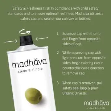 Madhava Organic Olive Oil, 1L Tin, 100% Pure, Single Source, Traceable, Cold Extracted, Non-Gmo, No Pesticides, Gluten Free, Vegan, Kosher, Extra Virgin, 33.8 Fl Oz