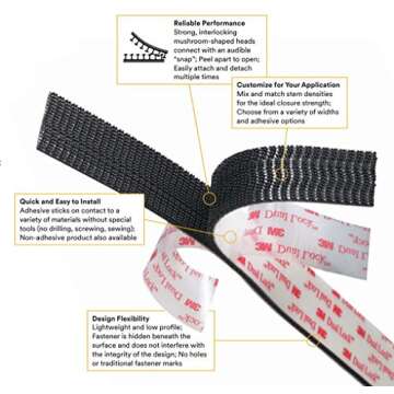 3M Dual Lock Reclosable Fasteners, Heavy Duty, Clear, TB3870/SJ3870, 1 in x 10 ft Mated Strip, Indus...