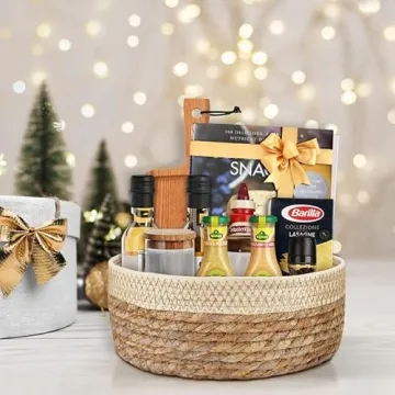 Round Rattan Baskets Set for Organizing Wicker Storage Basket for Fruit, Bread Serving Decorative Gift Baskets Empty, Countertop Baskets for Pantry and Bathroom