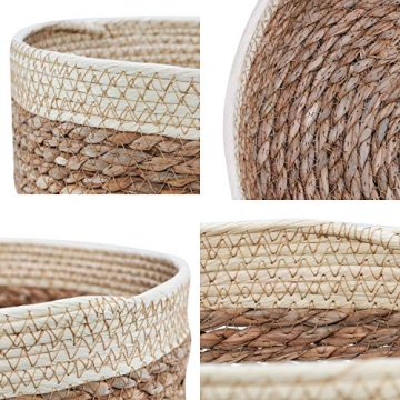 Round Rattan Baskets Set for Organizing Wicker Storage Basket for Fruit, Bread Serving Decorative Gift Baskets Empty, Countertop Baskets for Pantry and Bathroom