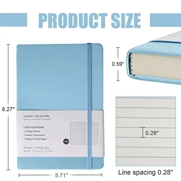 EMOMAS Sky Blue Lined Journal Notebook - 160 Pages