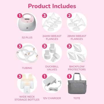 Spectra Baby S2 Plus Premier Electric Breast Pump with Grey Tote Premium Accessory Kit - 24 mm