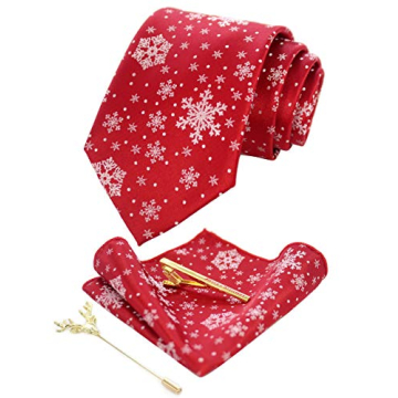 JEMYGINS Festival Silk Christmas Tie Set for Men