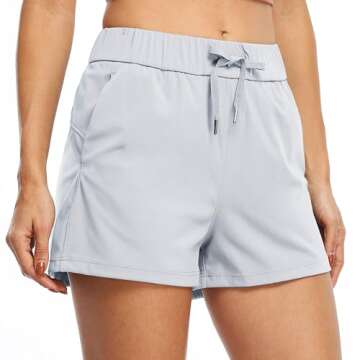 Willit Women's Shorts for Hiking, Yoga, and Casual Wear - Light Gray XS