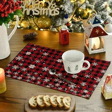Artoid Mode Buffalo Plaid Christmas Placemats Set for Dining