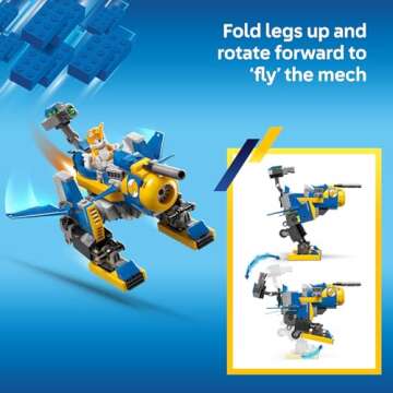 LEGO Sonic The Hedgehog Cyclone vs. Metal Sonic - Building Toy for Kids, Boys and Girls, Ages 8+ - Mech Suit with Metal Sonic and Tails Minifigures for Pretend Play - Gift Idea for Birthdays - 77002