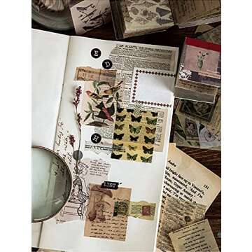 Draupnir 366pcs Vintage Scrapbook Paper,Junk Journaling Scrapbooking Supplies Craft Kits for Bullet Journal Planners Aesthetic Room Decor Wall Notebook Collage Album Cottagecore